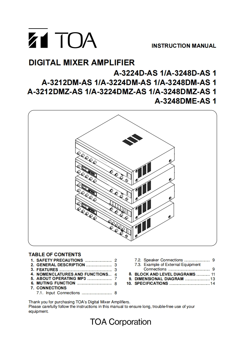 a-3000d-series-digital-mixer-amplifier-使用说明书手册