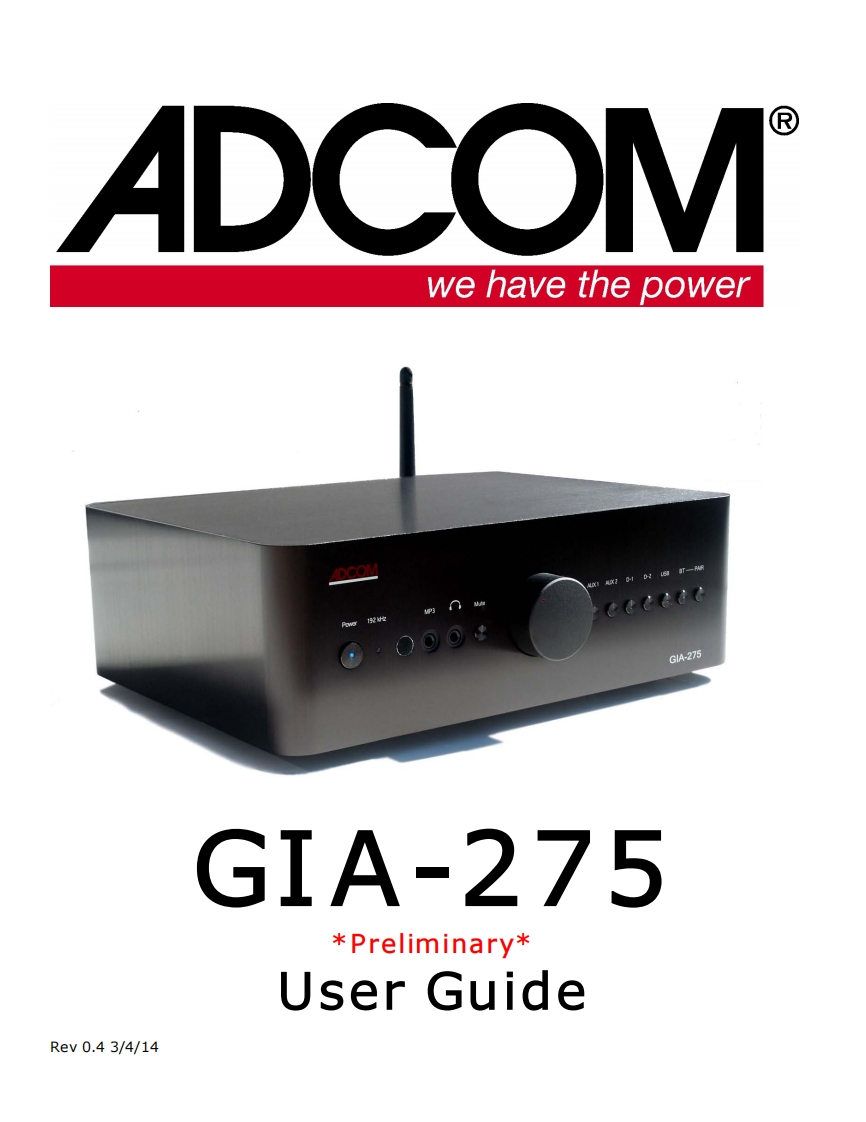 adcom-gia-275-操作说明书手册