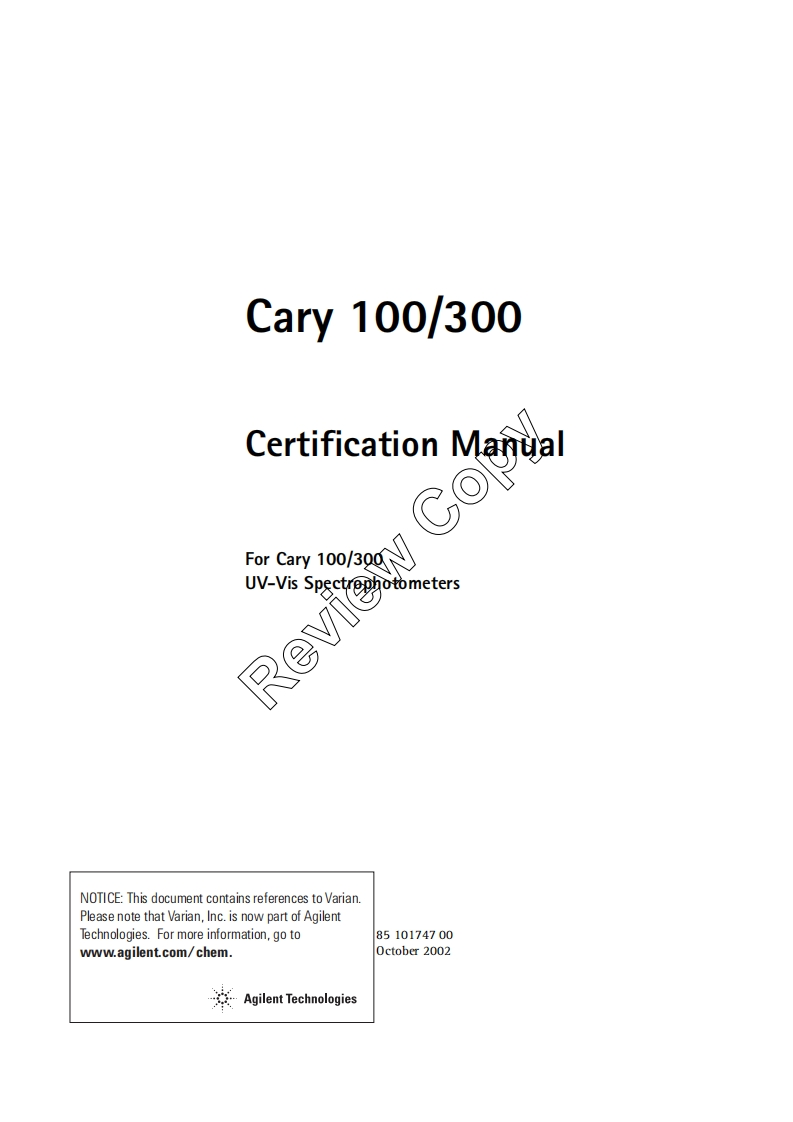 agilent-varian-cary-100-300_certification-操作说明书手册