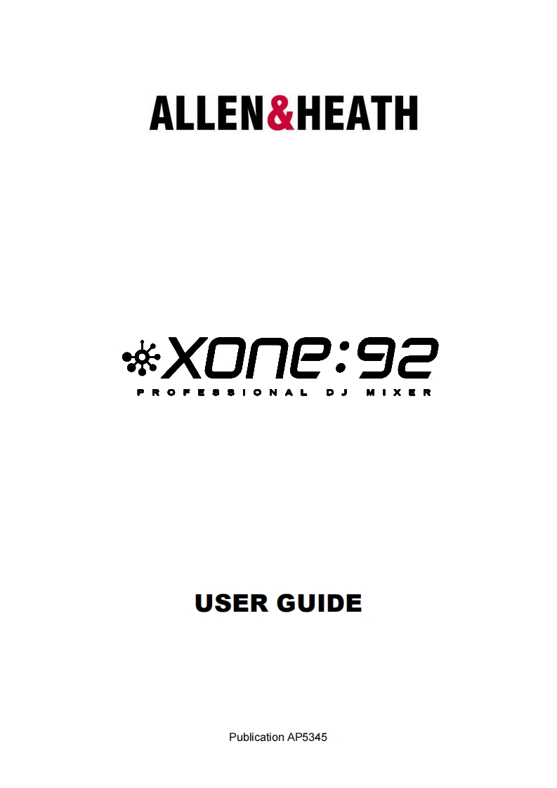 allenheathXONE92操作说明书手册