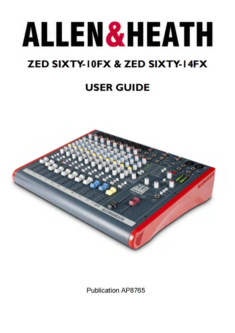 allenheathZED6010FX-ZED6014FX操作说明书手册