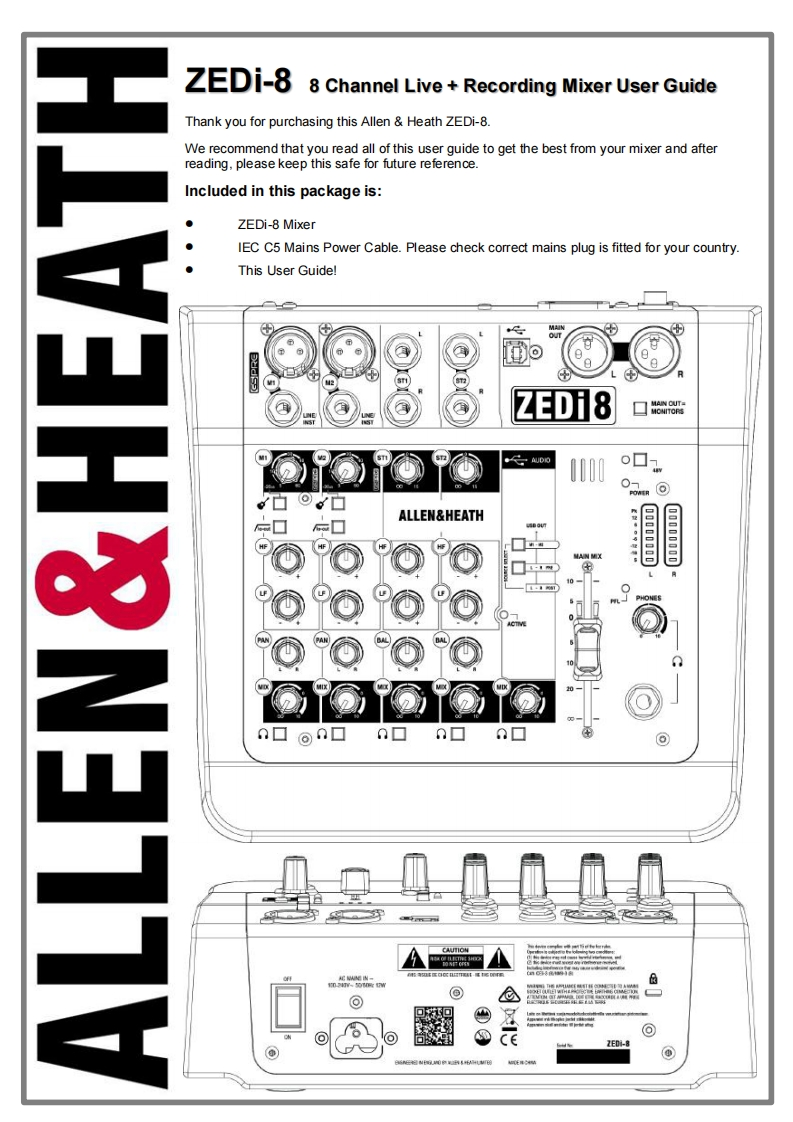 allenheathZEDI8操作说明书手册