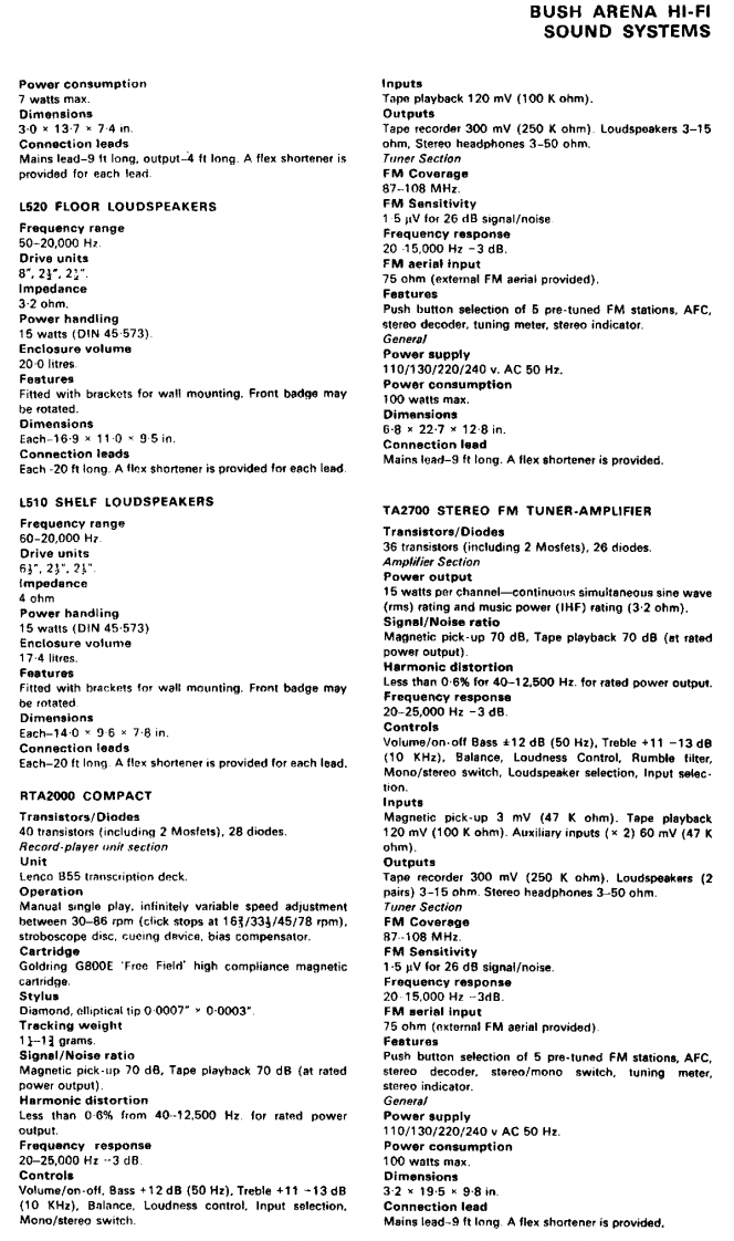 arena_bush_rta2000_ta2700_ta2800维修电器原理图