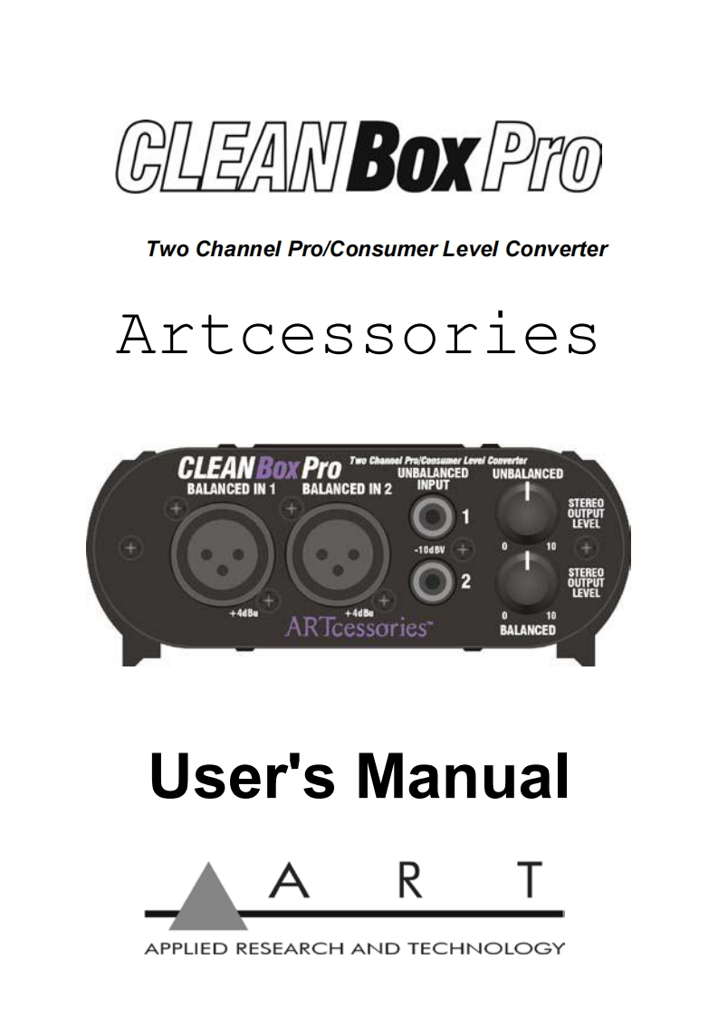 artCLEANBOXPRO操作说明书手册