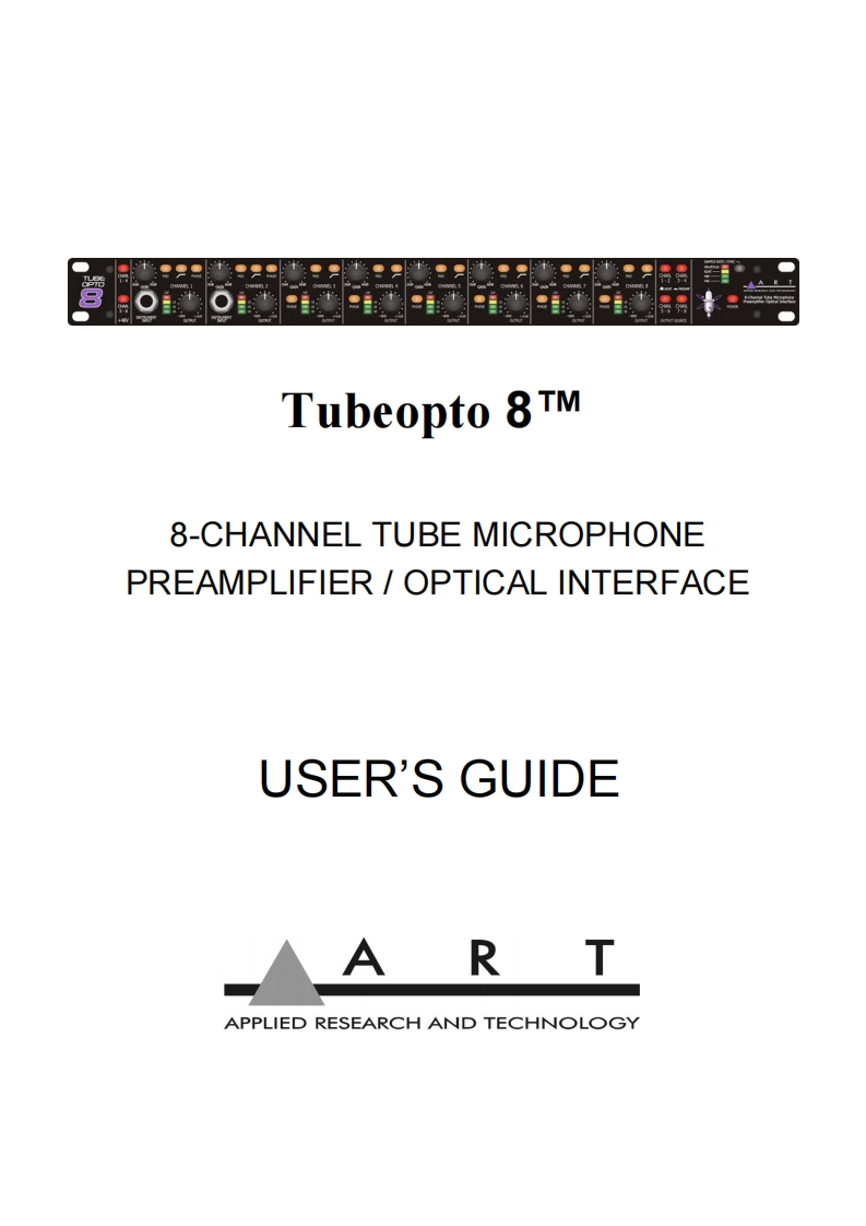 artTUBEOPTO8操作说明书手册