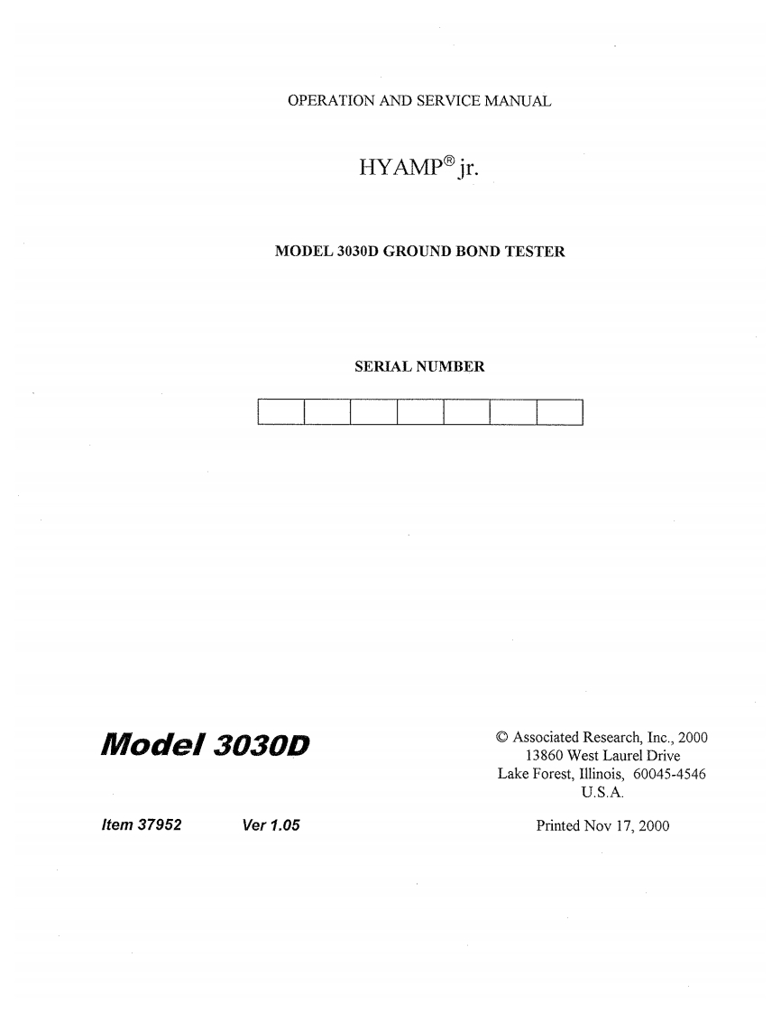 associated-research-incorporated--3030d--维修电器原理图手册-操作说明书手册--ID9699