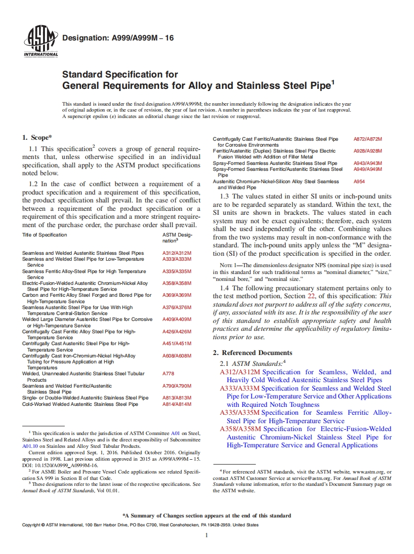 astm-a999最新标准规范