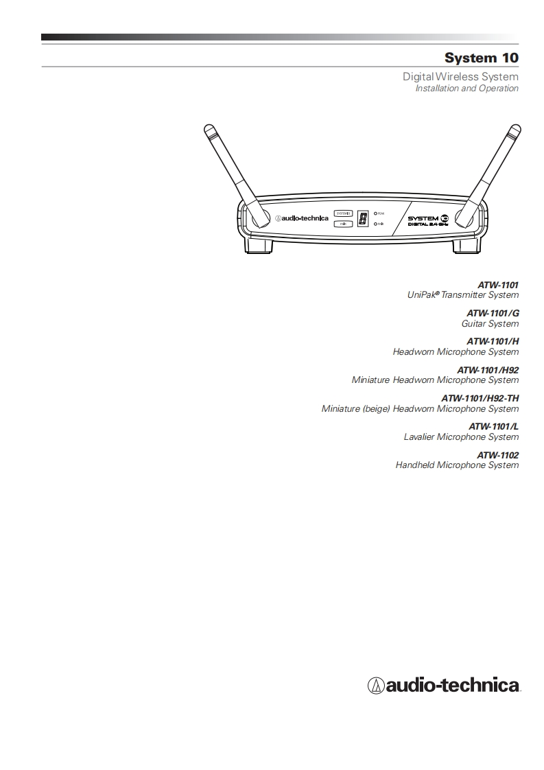 audiotechnicaATW1100操作说明书手册