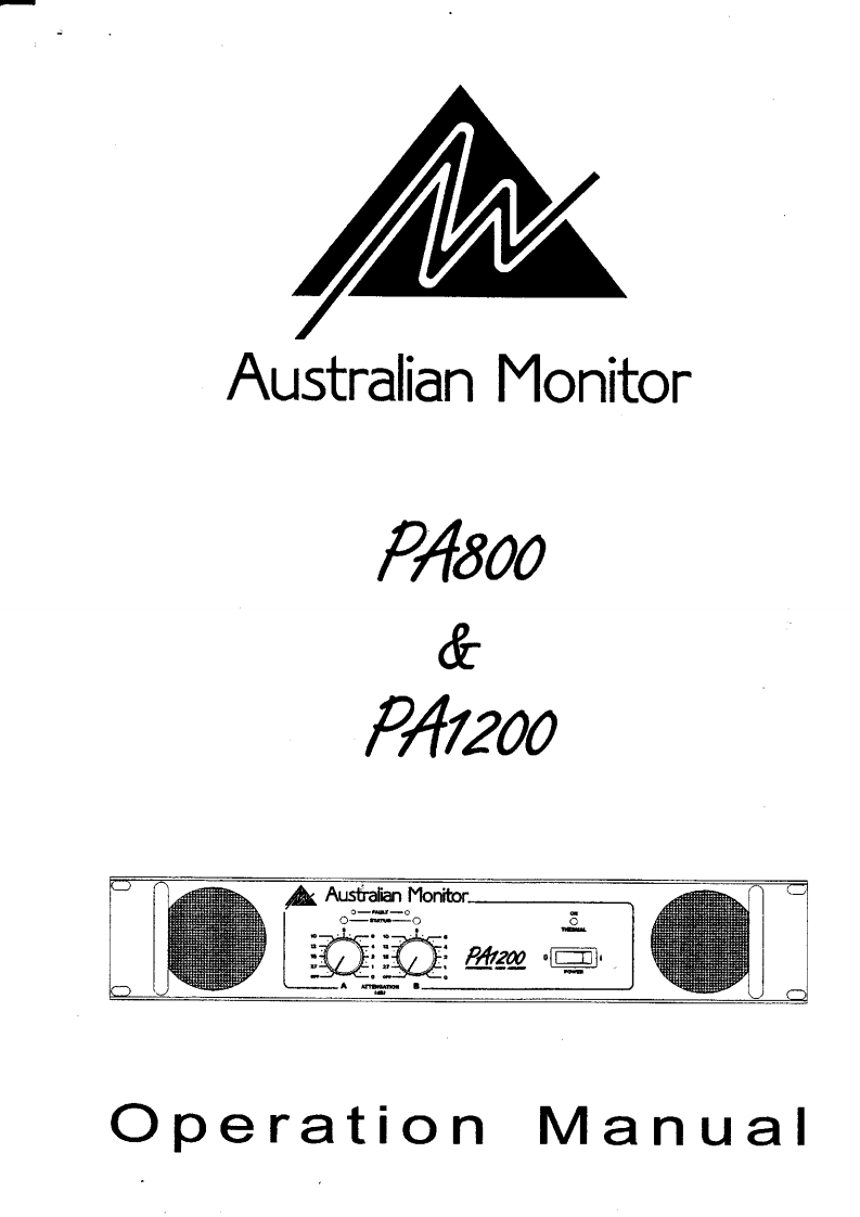 australianmonitorPA800-PA1200操作说明书手册