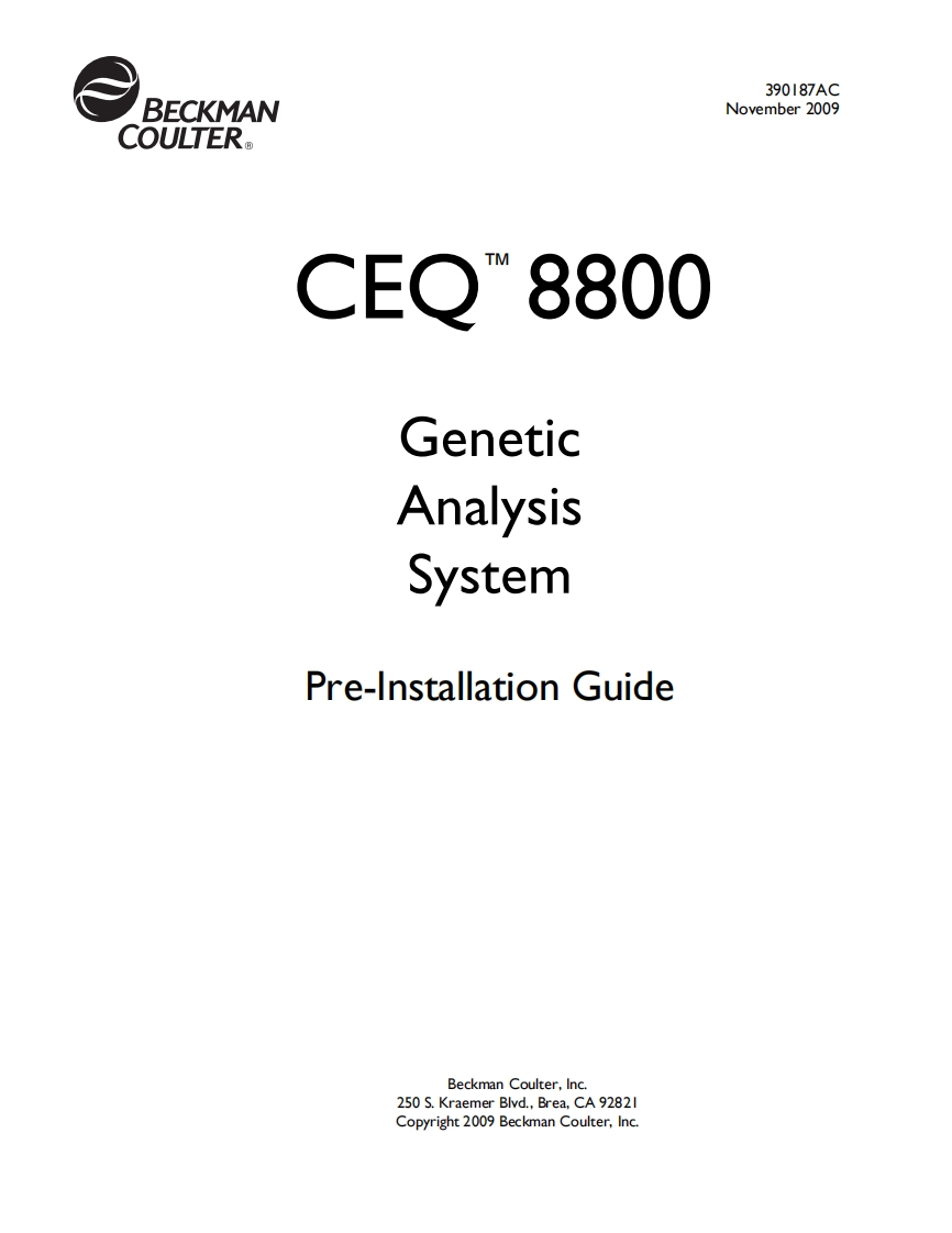 beckman-coulter-ceq-8800-genetic-analysis-system_pre-installation-操作说明书手册