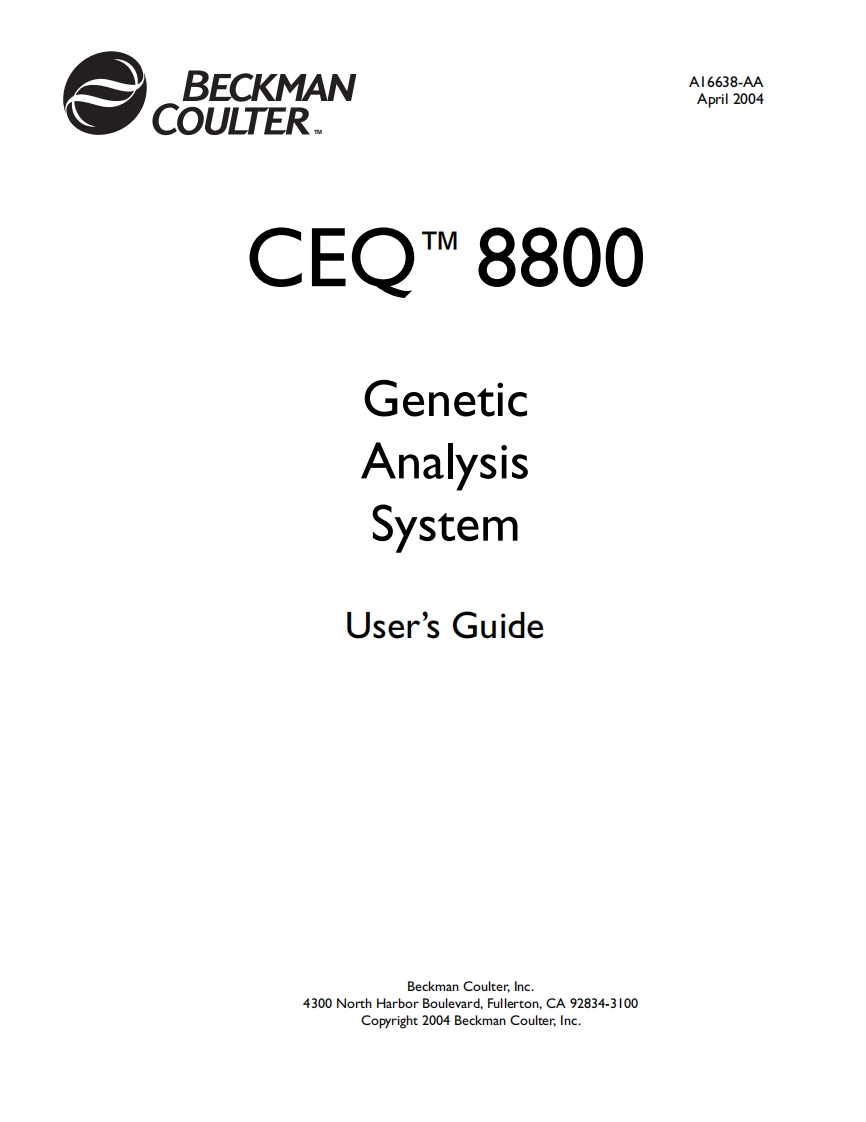 beckman-coulter-ceq-8800-genetic-analysis-system_users-操作说明书手册