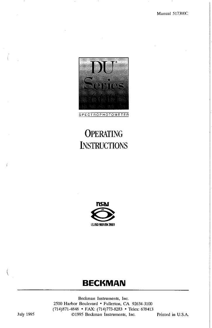 beckman-coulter-du-600-series_operating-操作说明书手册