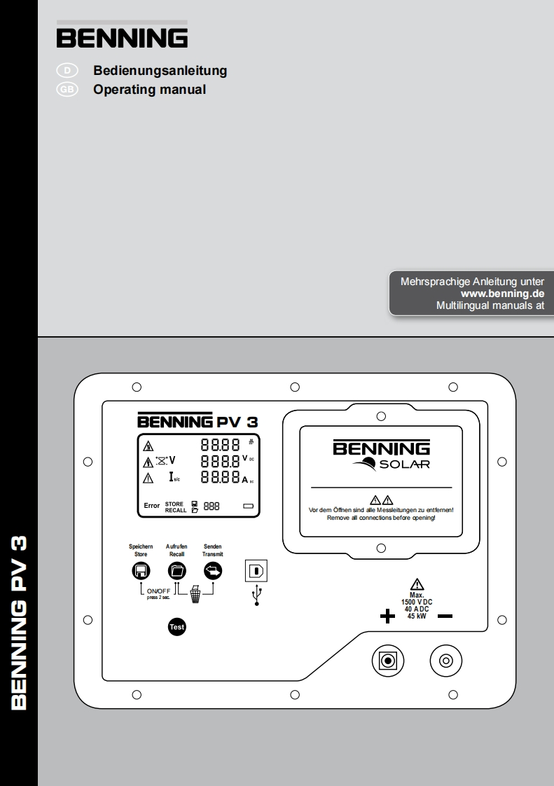 benning_pv3_操作说明书手册_english