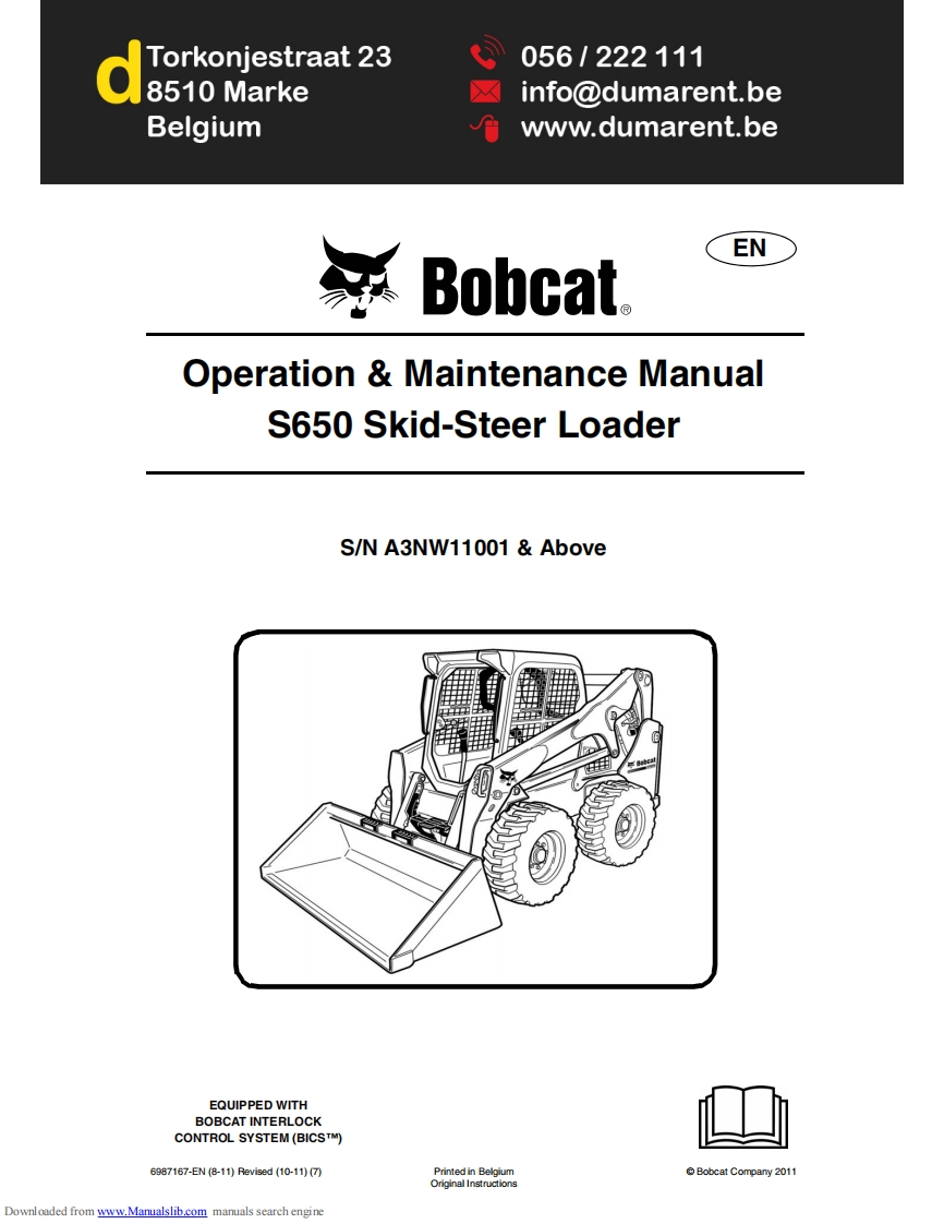 bobcat山猫s650装载机操作与维修保养手册