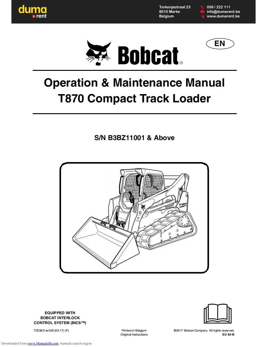 bobcat山猫t870装载机操作与维修保养手册