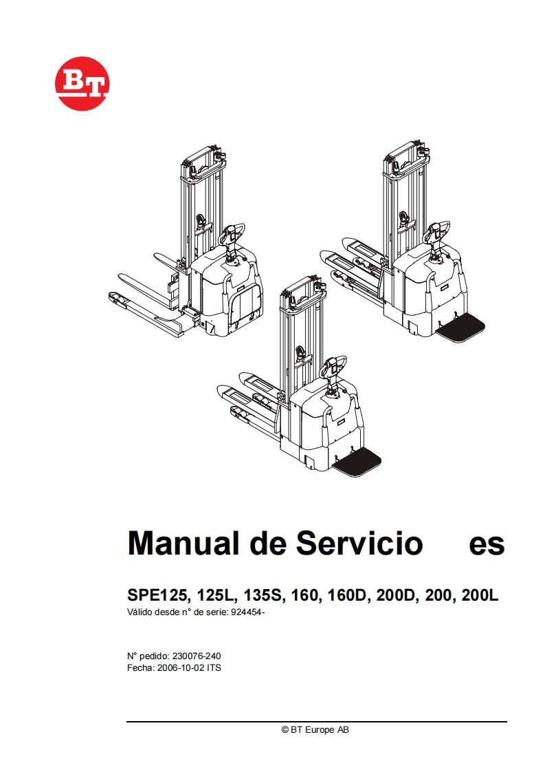 bt-spe160-1-0945536001682333505叉车维修手册含电器液压原理图-找手册网