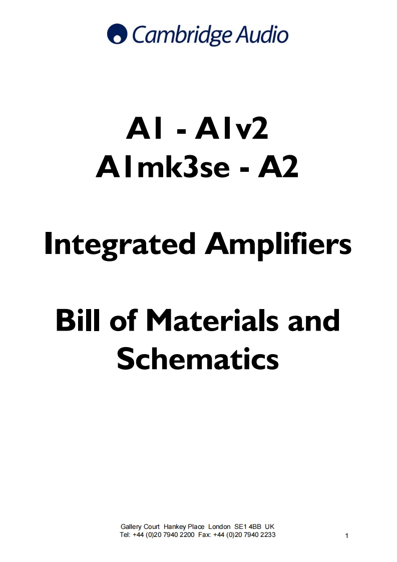 cambridge_audio_a1_a2_sch维修电器原理图