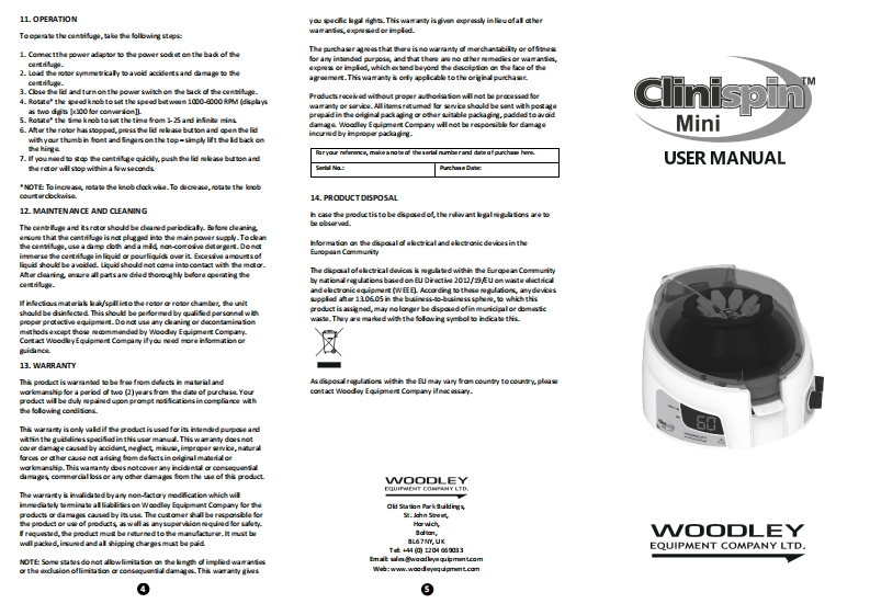 clinispin_mini_操作说明书手册