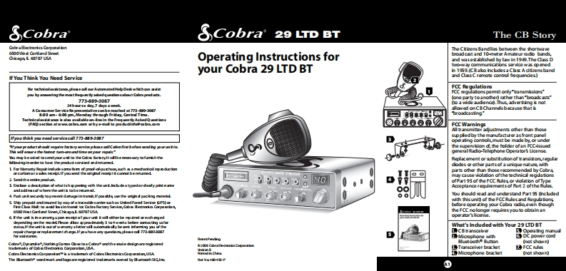 cobra_29_ltd_bt_用户使用操作说明书手册