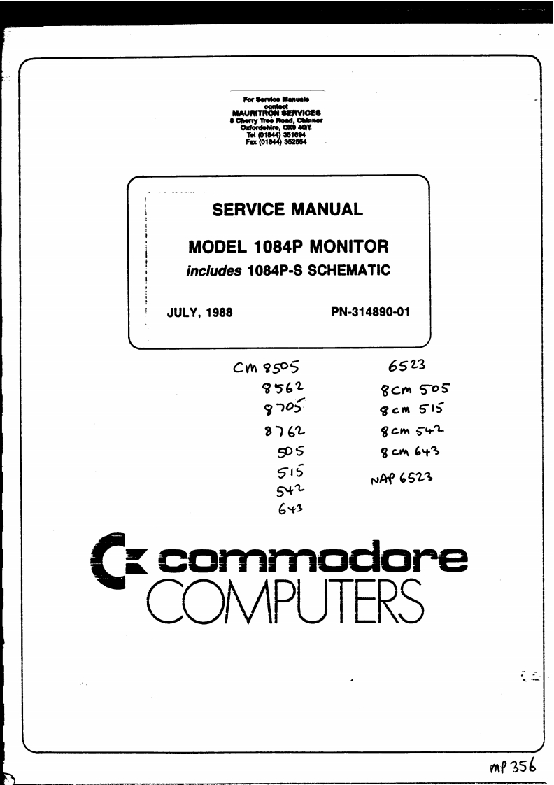 commodore-1084_维修说明书手册电器原理图