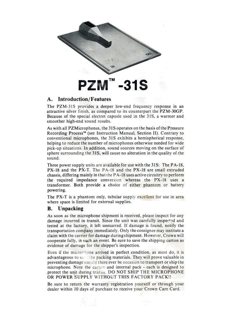 crownPZM31S操作说明书手册
