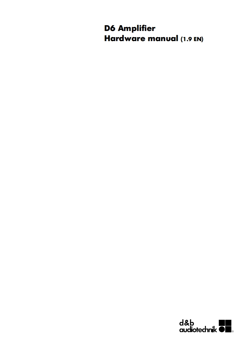 dbaudiotechnikD6操作说明书手册
