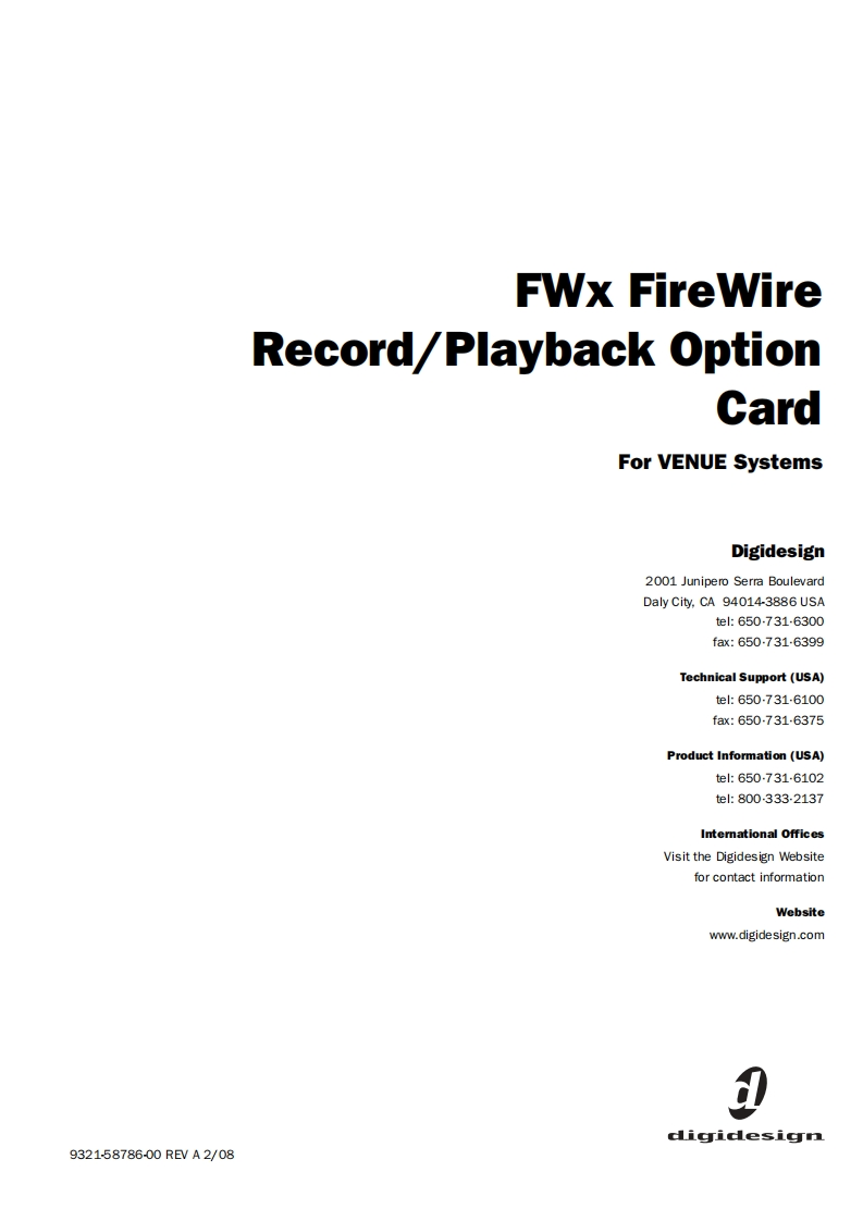 digidesignFWX操作说明书手册