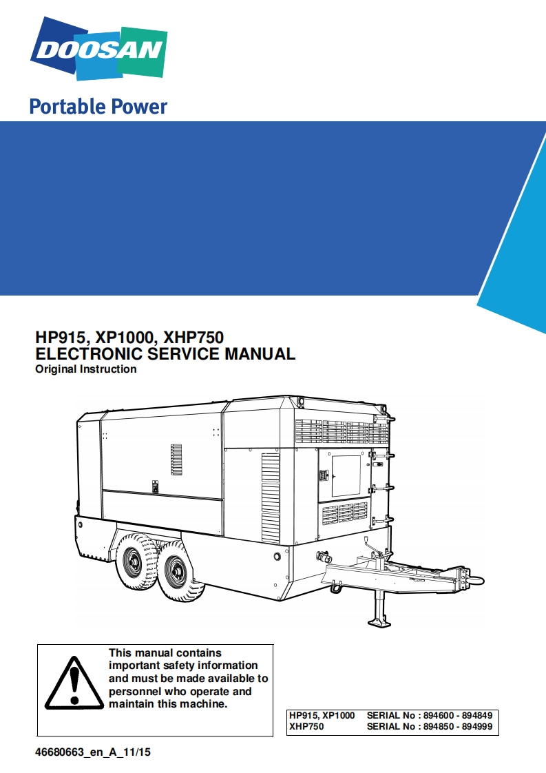 doosan-斗山--A_11-15_E4S-NA-ESM空压机维修手册