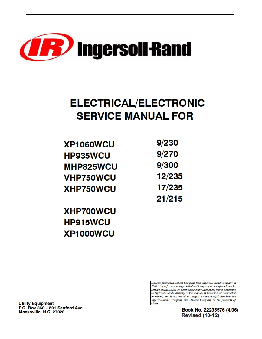 doosan-斗山-XP1060--HP935--MHP825--VHP750--XHP750-CU空压机维修手册