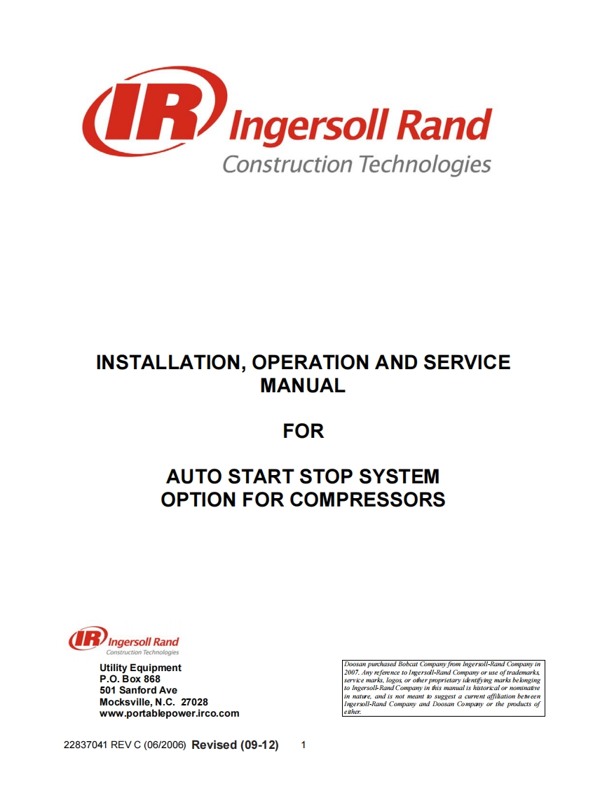 doosan-斗山-_REV-C_Auto_Start_Stop_for_1300_1400_1600WCU空压机维修手册