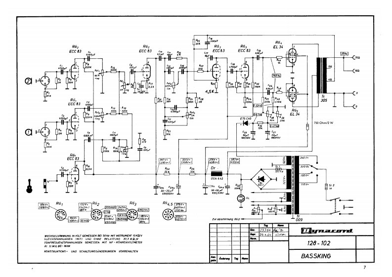 dynacord_bassking维修电器原理图说明书手册