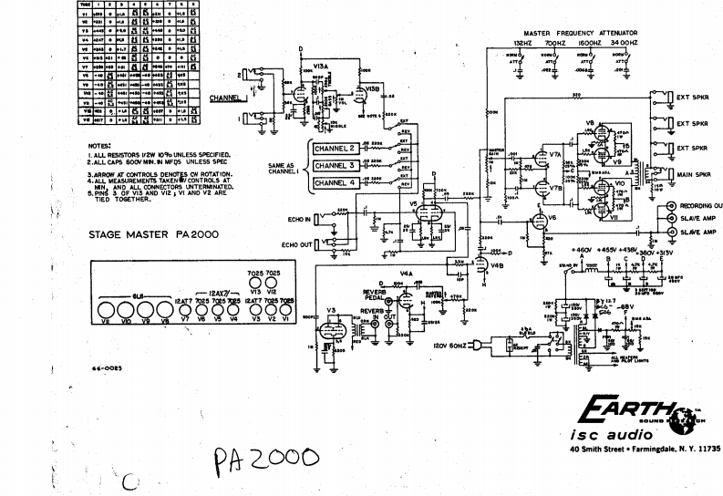 earth_pa2000_stagemaster维修电器原理图说明书手册