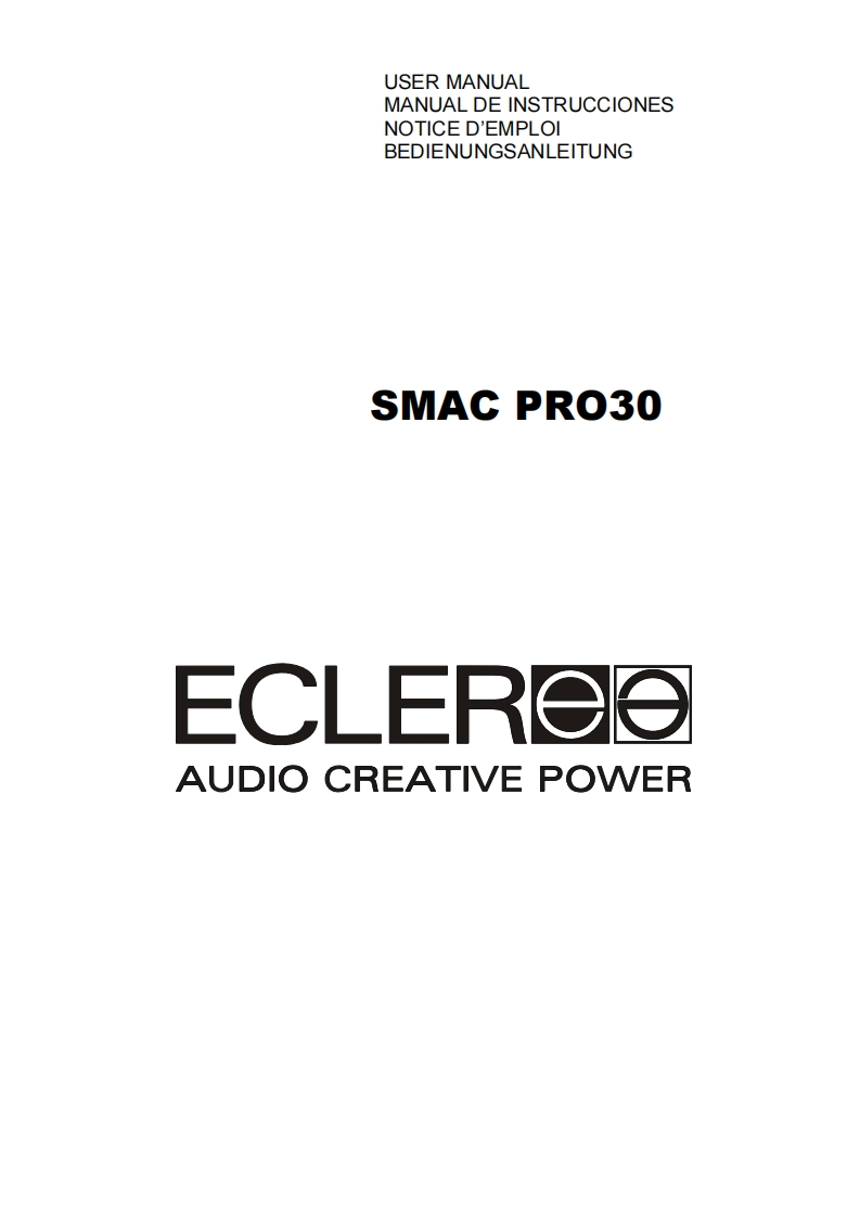 eclerPRO30操作说明书手册