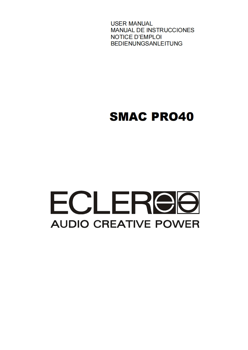eclerPRO40操作说明书手册