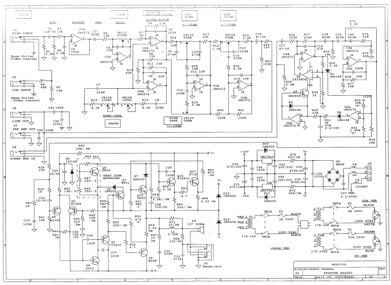 electar_spartan_bass_60维修电器原理图说明书手册