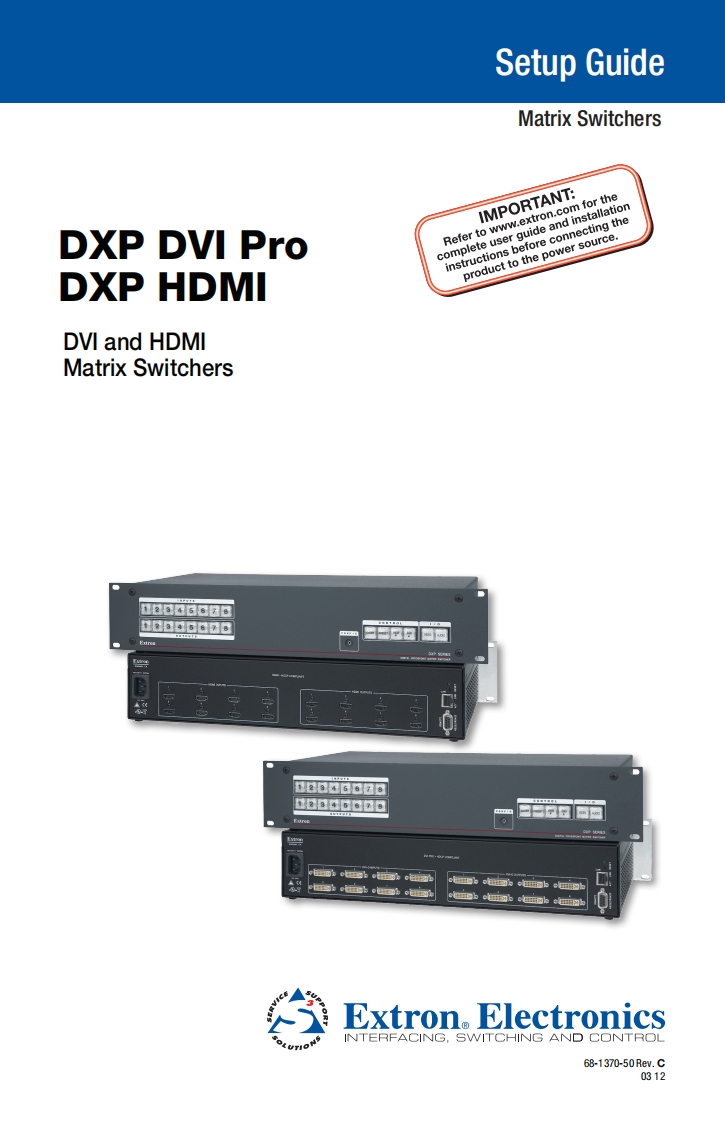 extron-8x8-dxp-88-hdmi-en-dvi操作说明书手册