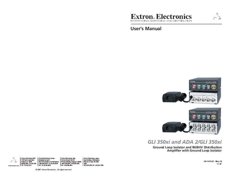 extron-ada-2-gli-350-optocoupler-2-out操作说明书手册