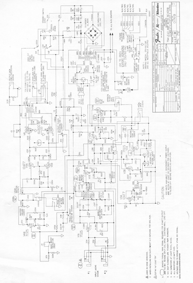 fender_75_schem维修电器原理图说明书手册