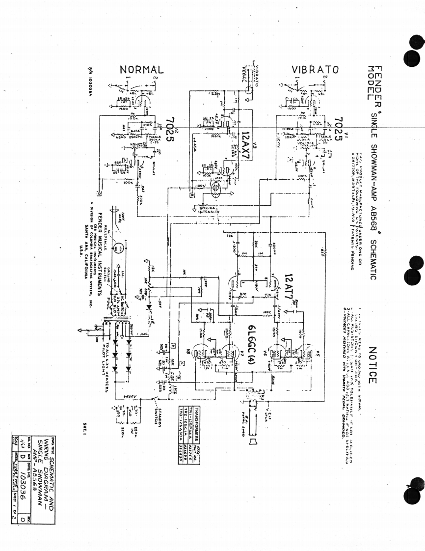 fender_single_showman_ab568维修电器原理图说明书手册