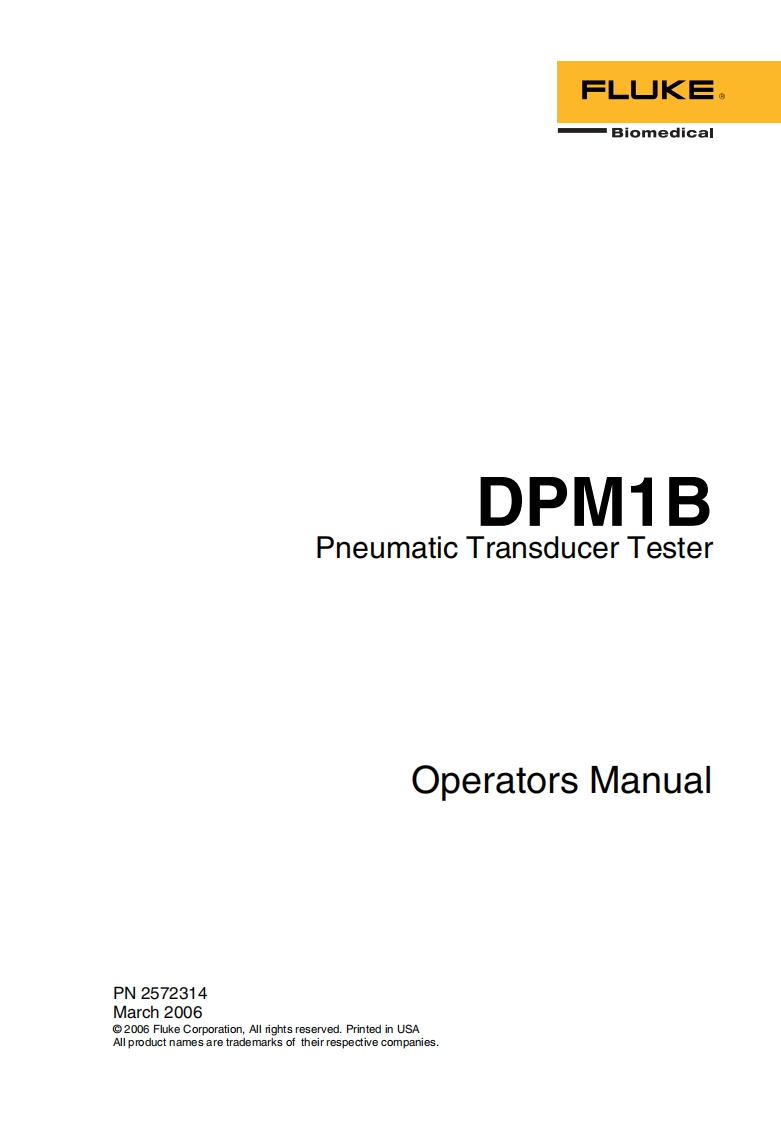 fluke操作说明书手册dpm1b_operators_操作说明书手册
