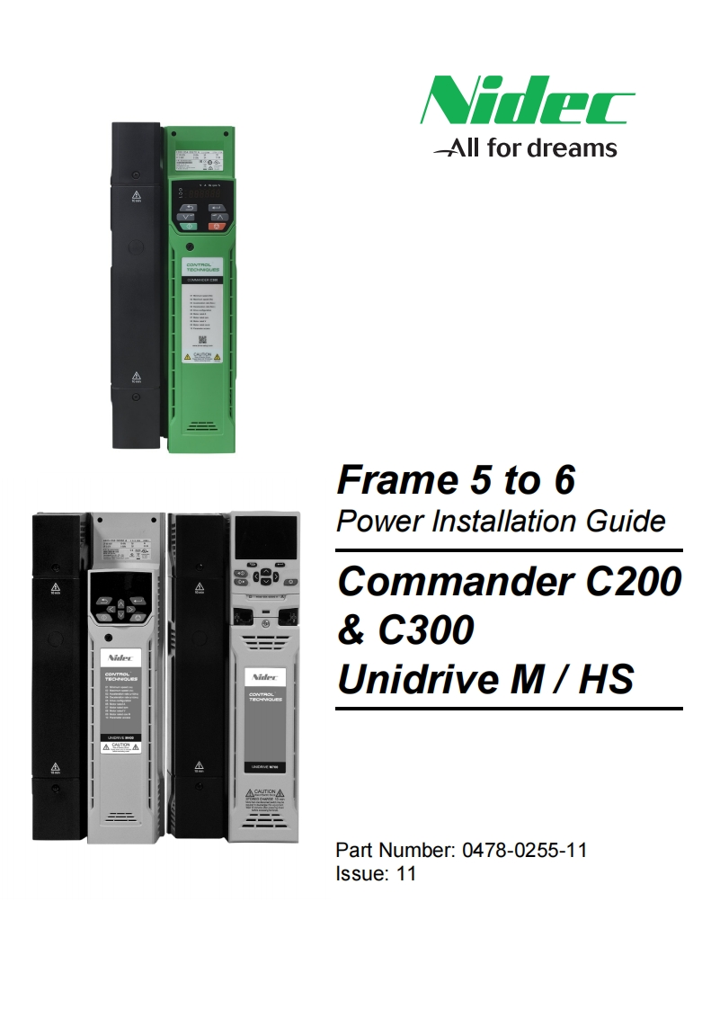 frequentieregelaars-commander-c200-c300-en-unidrive-m200-m702-frame-5-6-power-安装操作说明书手册-en-iss11-0478-0255-11