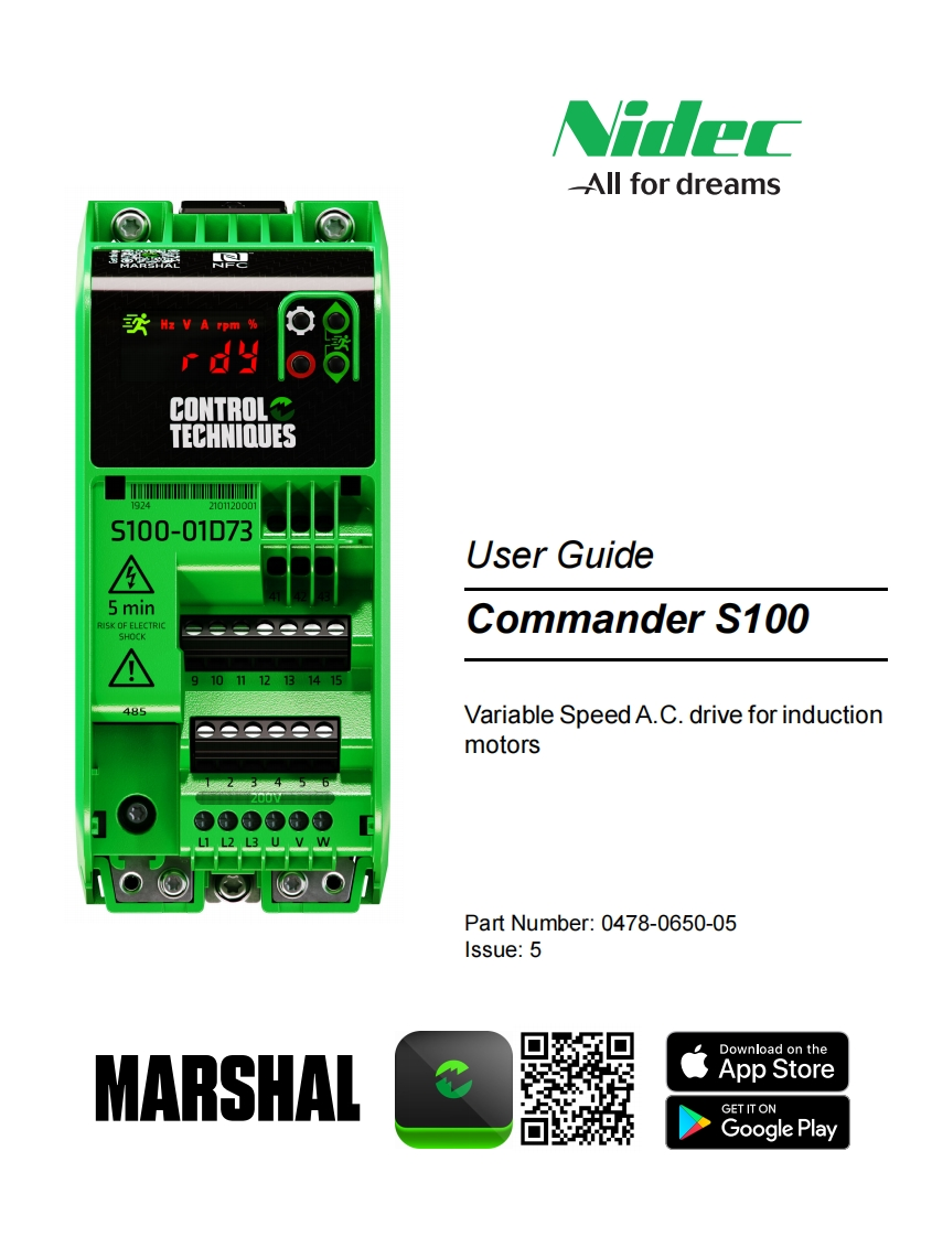 frequentieregelaars-commander-s100-安装操作说明书手册-en-iss5-0478-0650-05