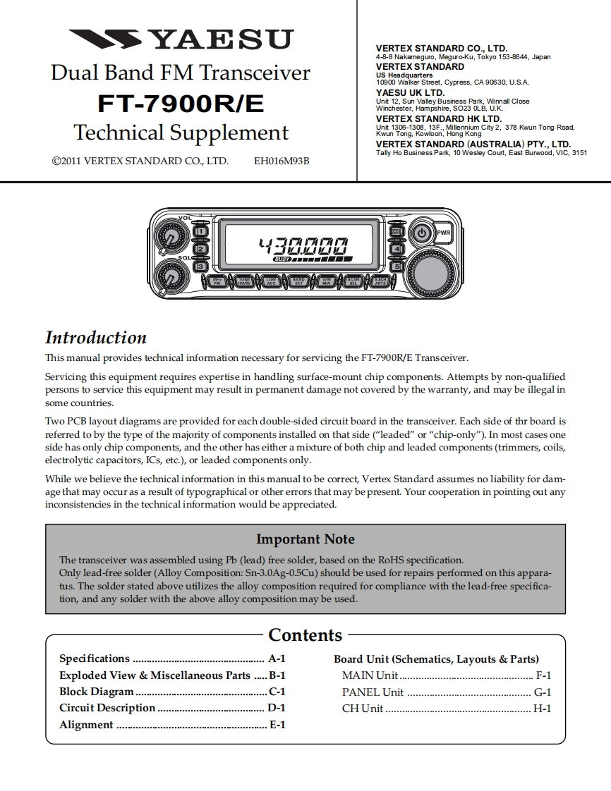 ft-7900r_sm维修手册含电器原理图