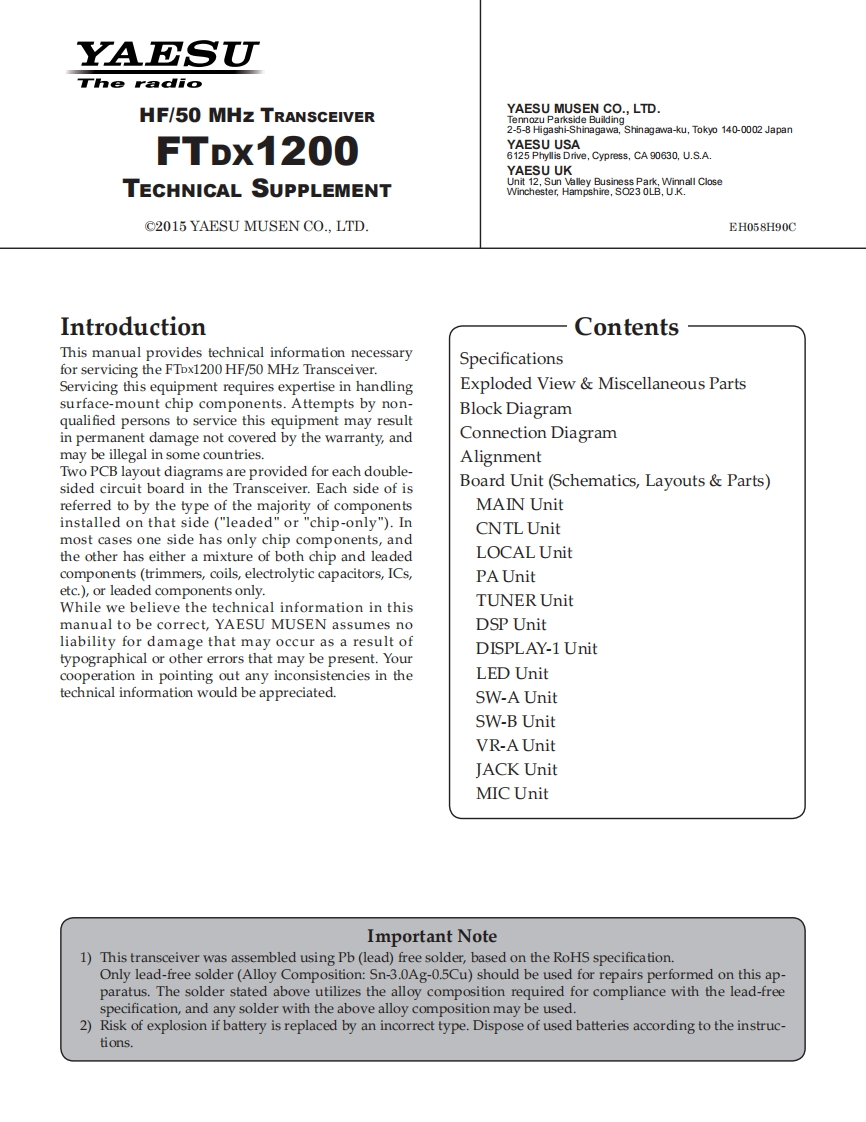 ftdx1200维修手册