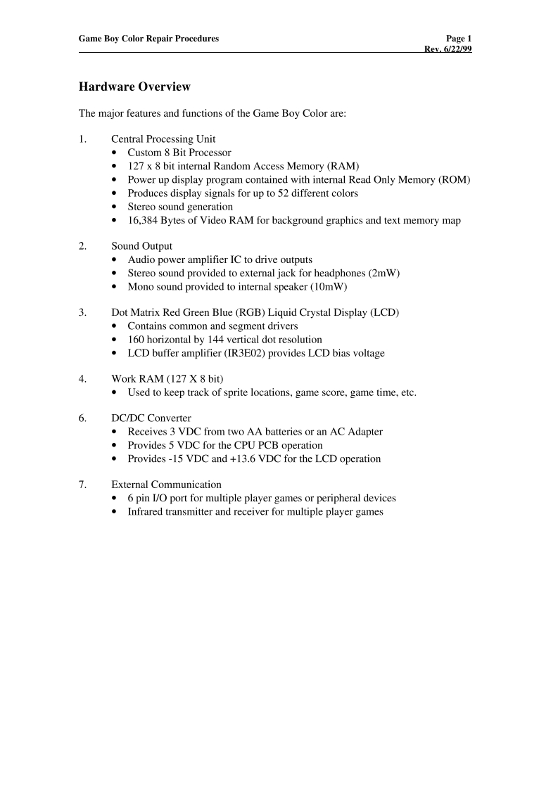 gameboy_color_维修说明书手册电器原理图