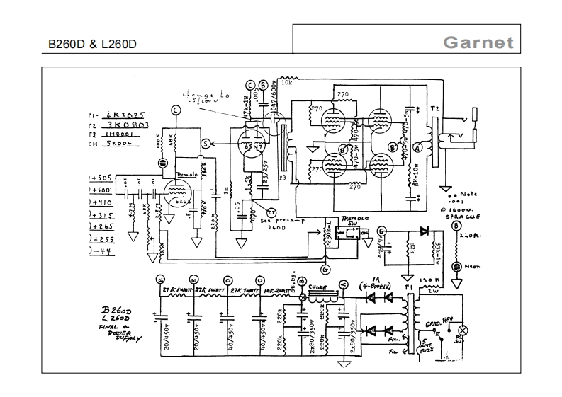 garnet_l260d_bto维修电器原理图说明书手册