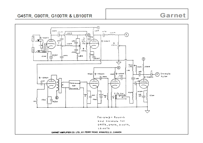 garnet_lb100tr_rebel_reverb维修电器原理图说明书手册