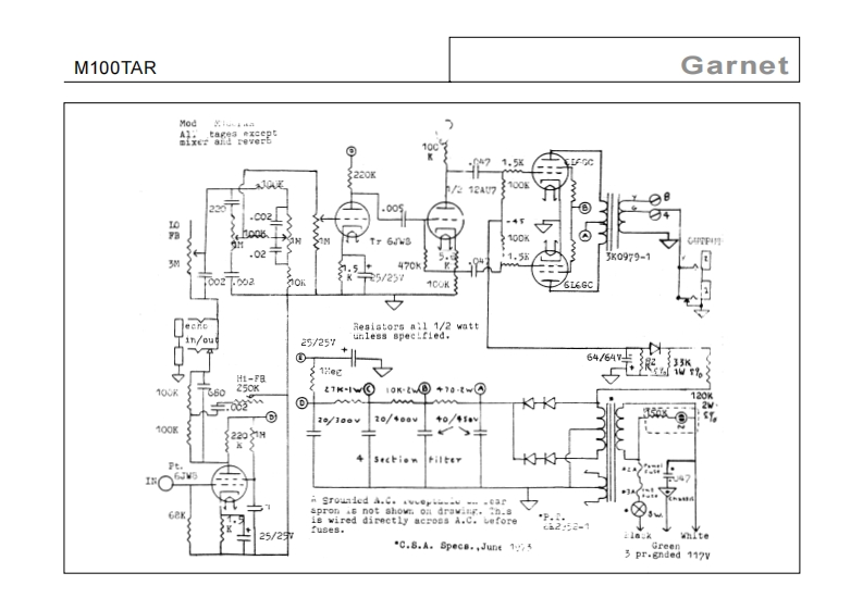 garnet_m100tr_mann维修电器原理图说明书手册