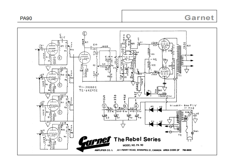 garnet_pa90_pa90r_rebel维修电器原理图说明书手册