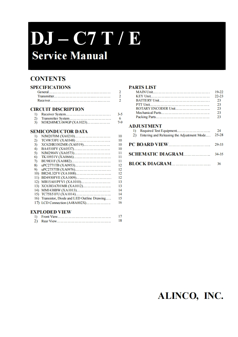 hampedia.net.dj-c7-t-e_Service-操作说明书手册维修电器原理图手册